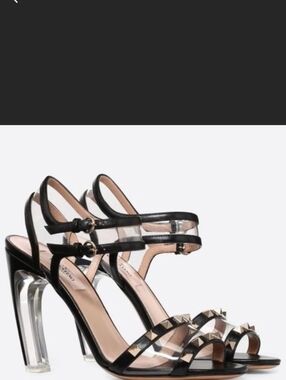 Valentino Garavani Rockstud Moonwalk PVC Lucite Sandals 37.5/7.5